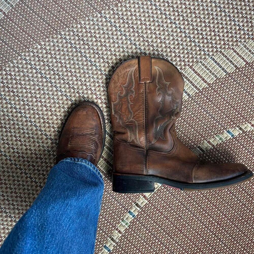 Double-H Leather Cowboy Work Boots Mens 9.5 D Tan DH3501